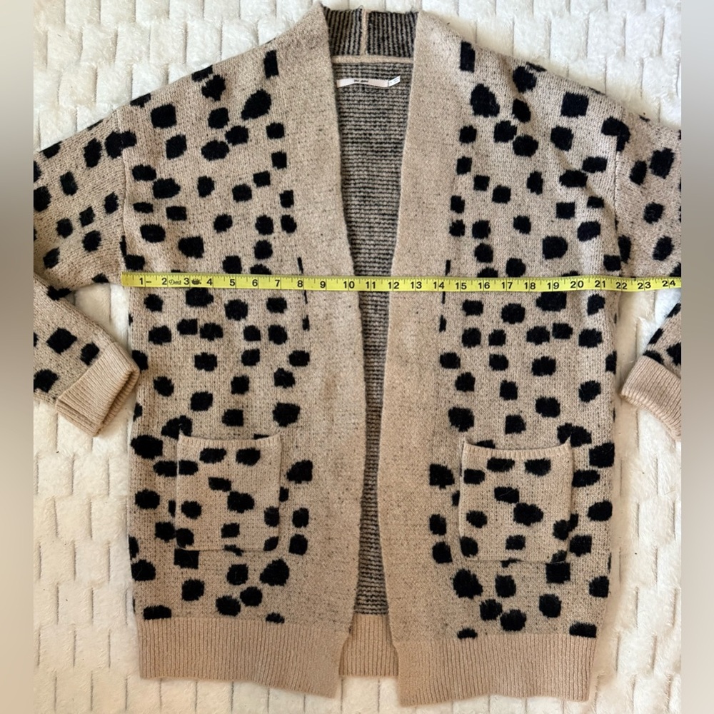 Mi Ami Leopard Print Open Front Cardigan Beige Black Women’s Size S Francesca’s - Picture 5 of 8